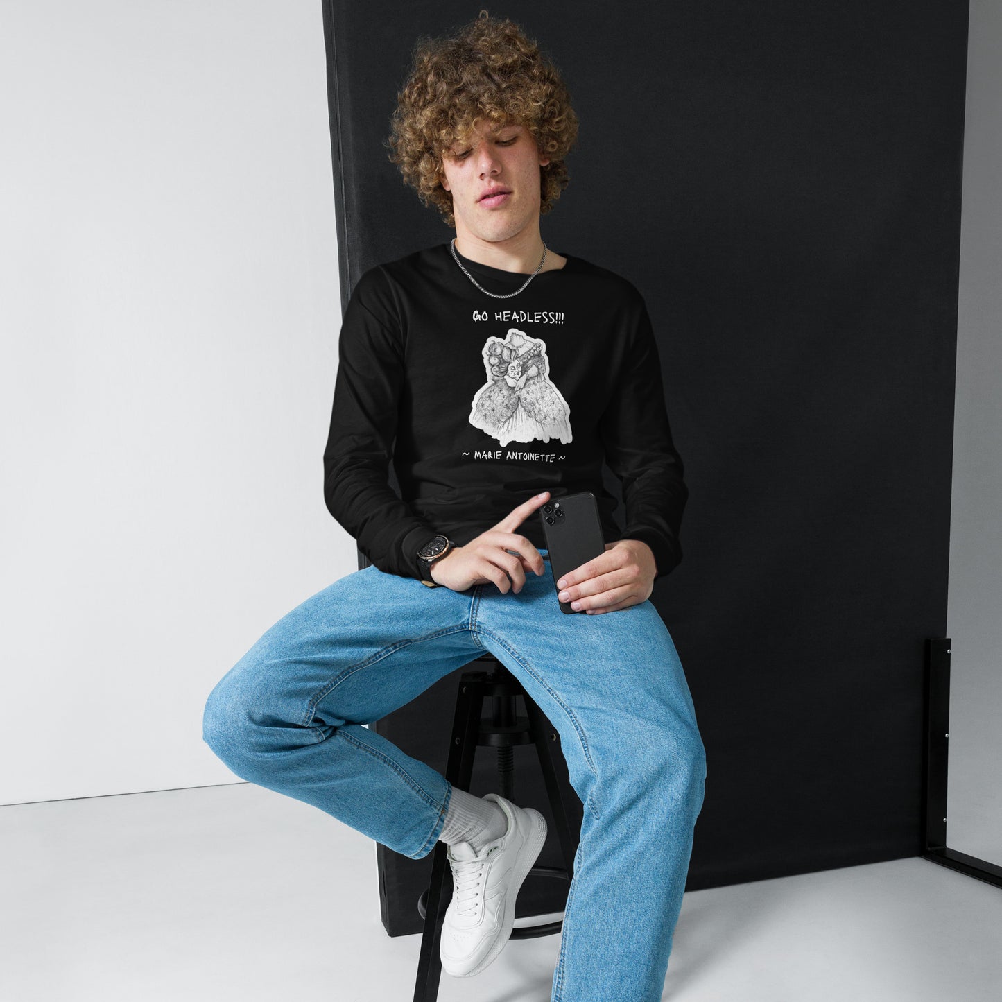Headless Marie Antoinette - "Go Headless" Halloween Unisex Long Sleeve Regular Fit T-Shirt for Men & Women