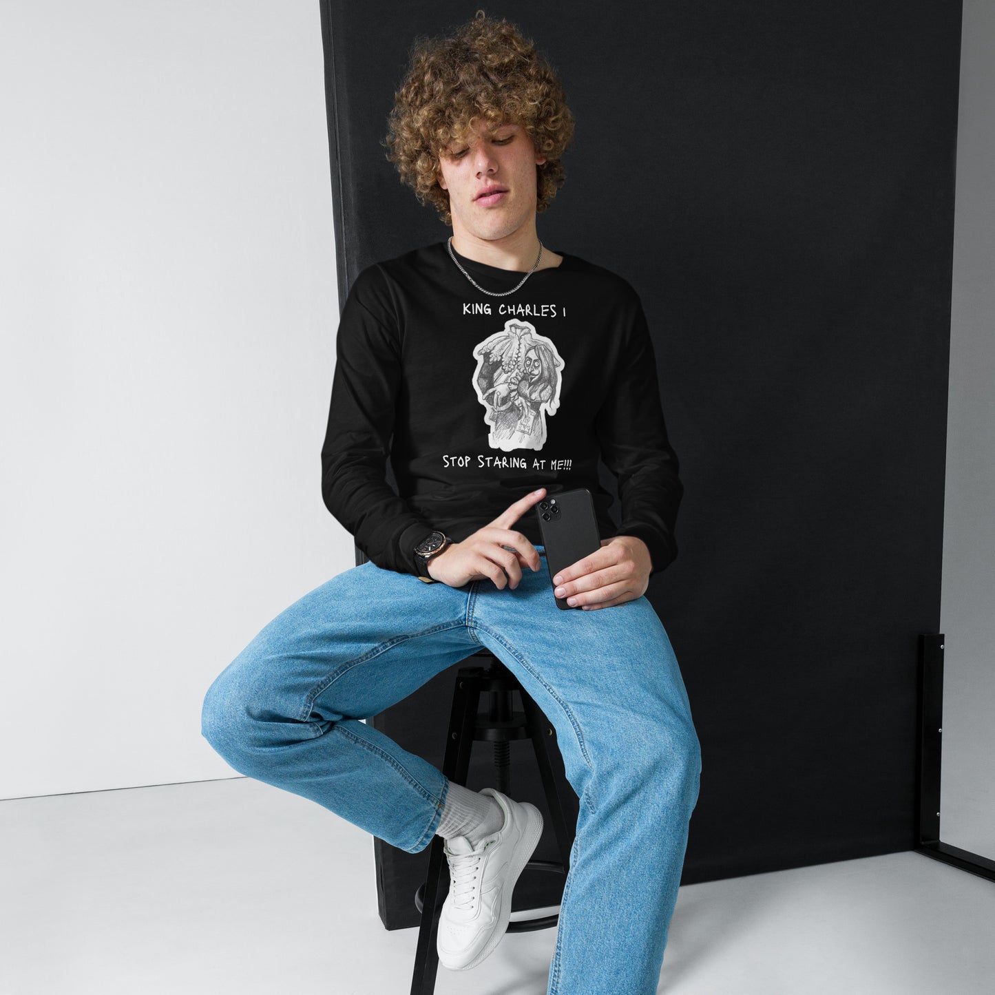 Headless King Charles 1 - "Stop staring at me!!!" Halloween Unisex Long Sleeve Regular Fit T-Shirt for Men & Women