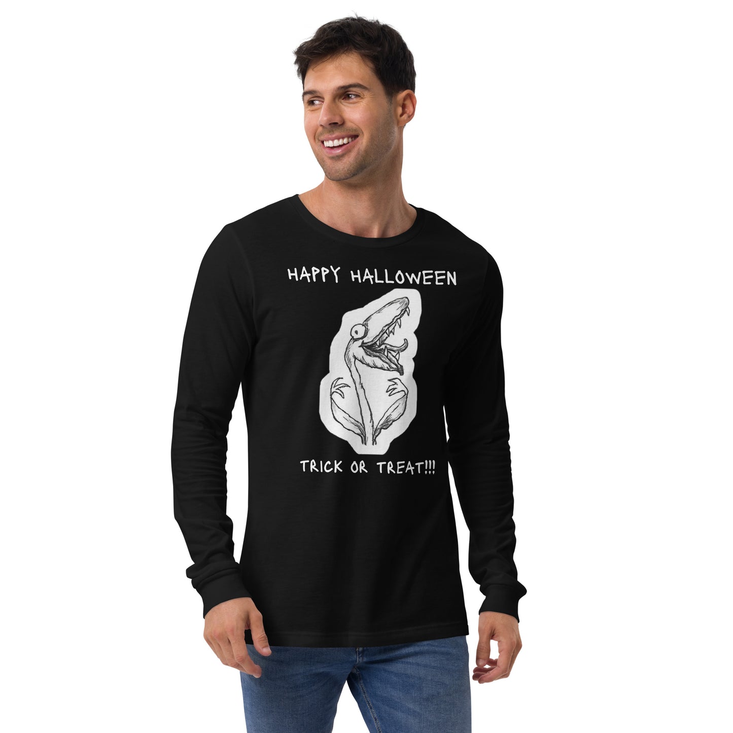 "Seymour the hungry houseplant" - Halloween Unisex Long Sleeve Regular Fit T-Shirt for Men &Women