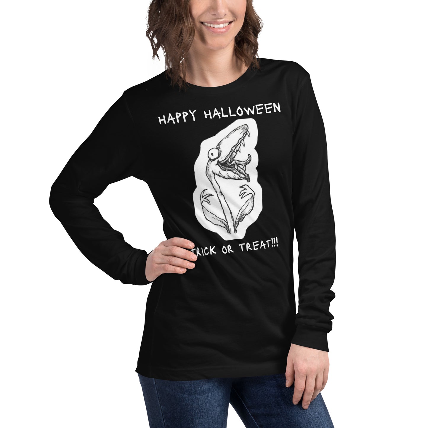 "Seymour the hungry houseplant" - Halloween Unisex Long Sleeve Regular Fit T-Shirt for Men &Women