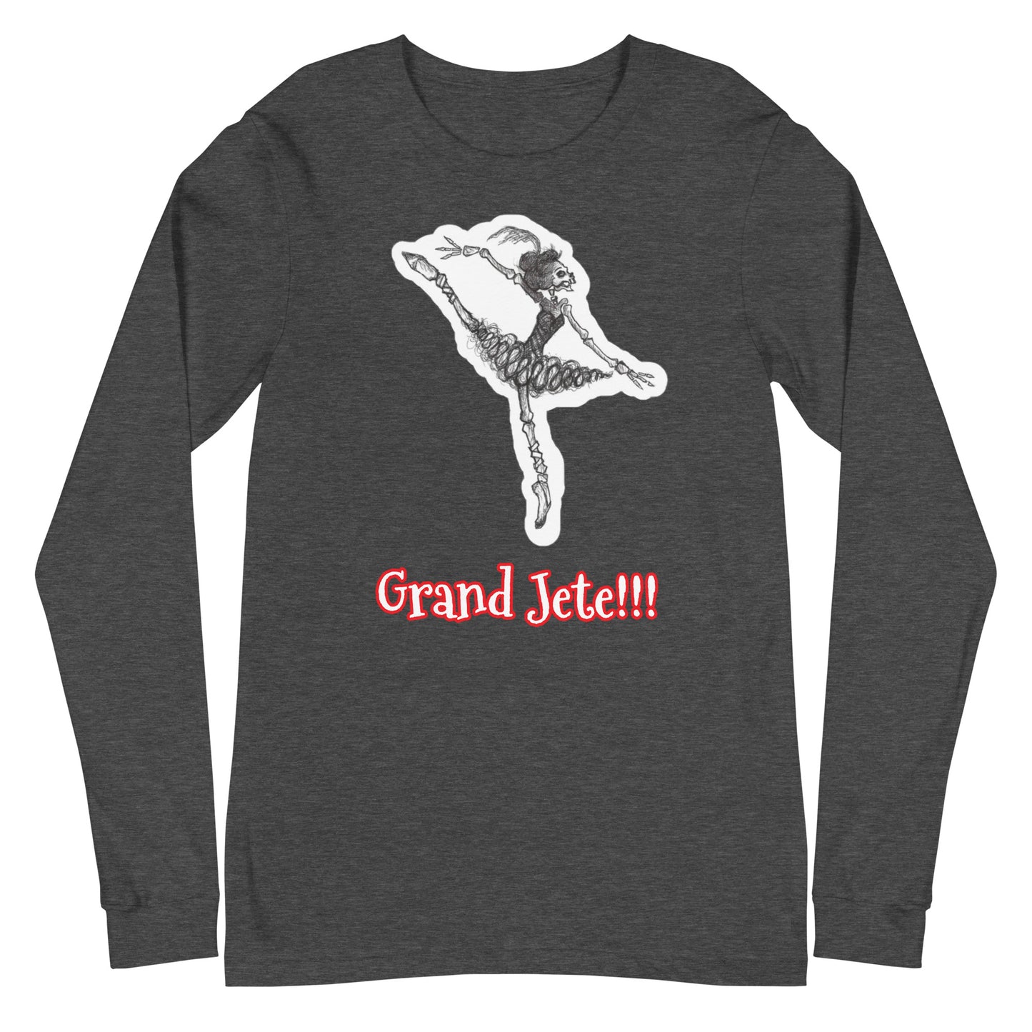 Halloween Skeleton "Grand Jete!!!" Ballet Unisex Crew Neck Long Sleeve T-Shirt for Men & Women