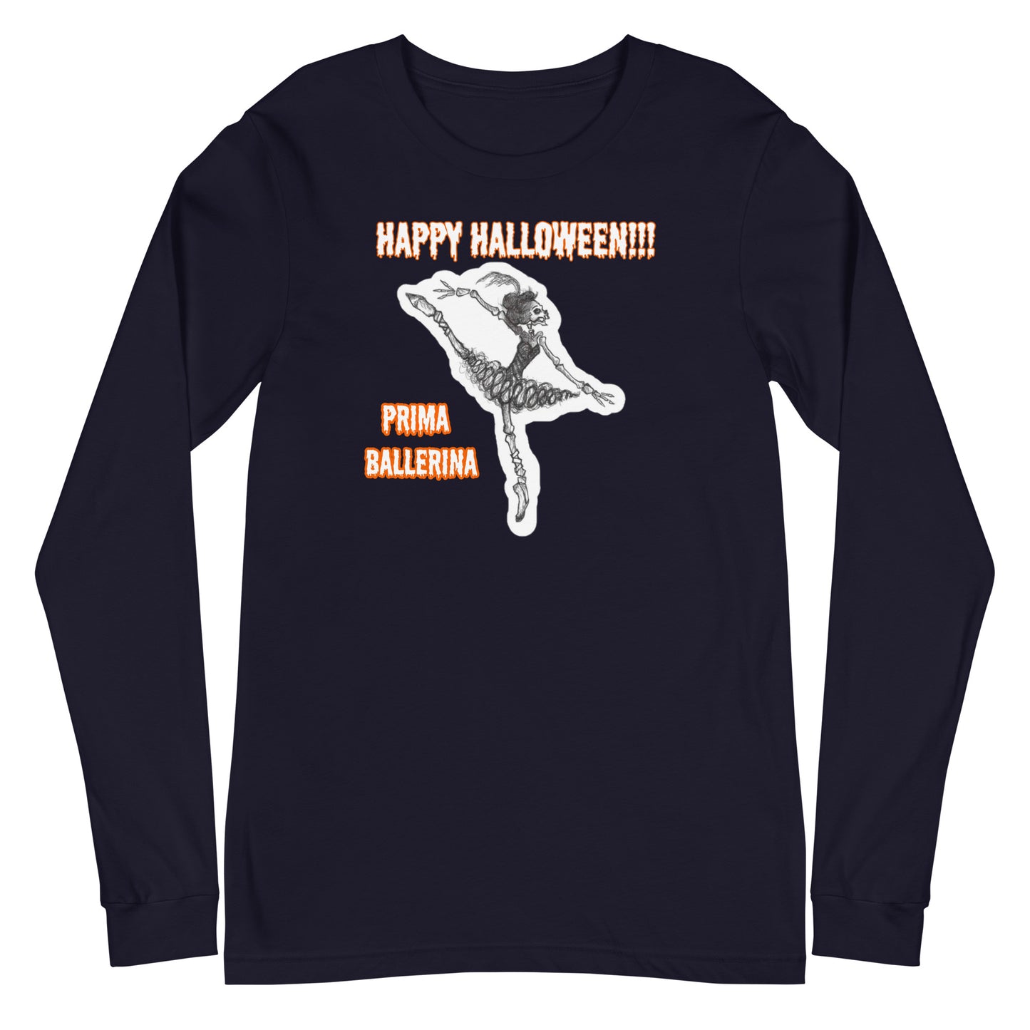 Skeleton "Prima Ballerina" Unisex Long Sleeve Crew Neck T-shirt for Men & Women