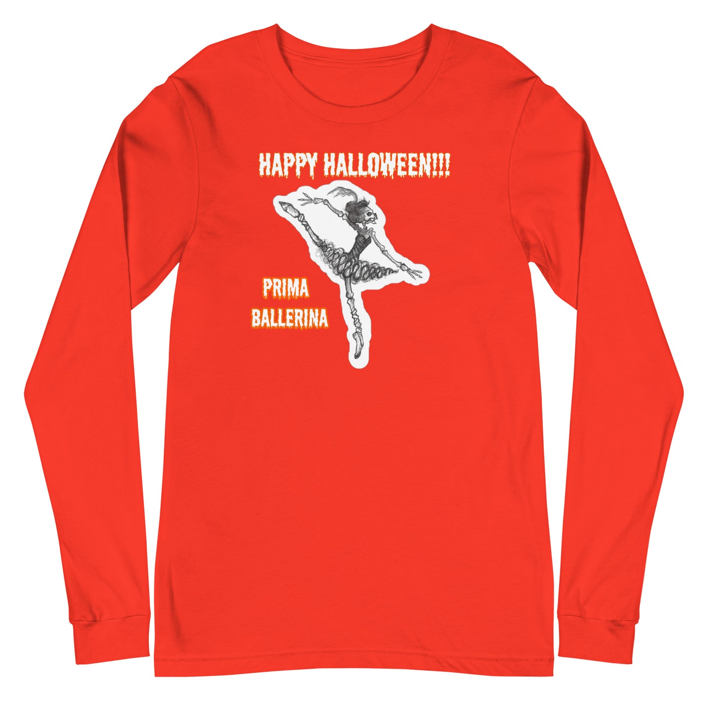 Skeleton "Prima Ballerina" Unisex Long Sleeve Crew Neck T-shirt for Men & Women