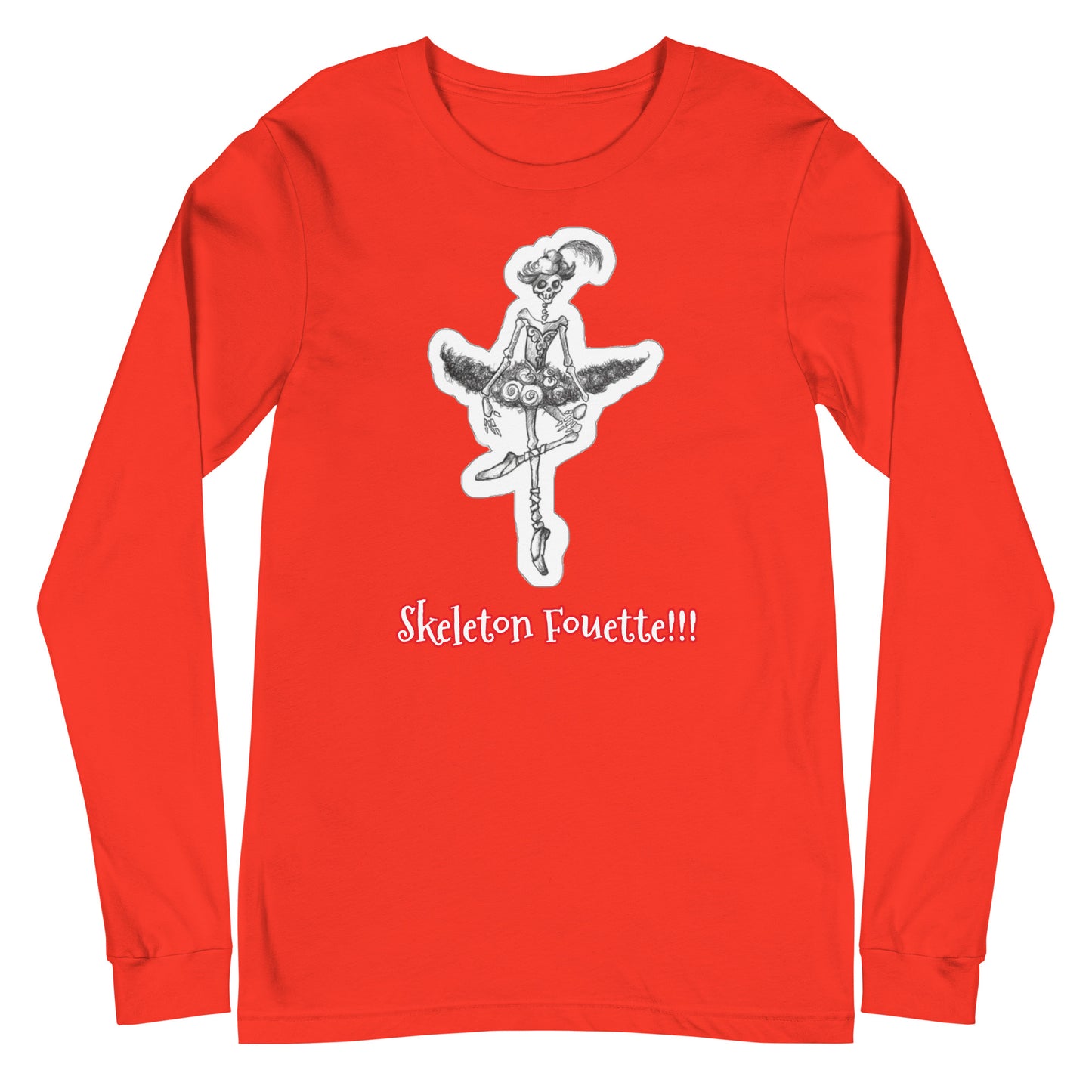 Halloween "Skeleton Fouette!!!" Ballet Unisex Long Sleeve Crew Neck T-Shirt for Men & Women