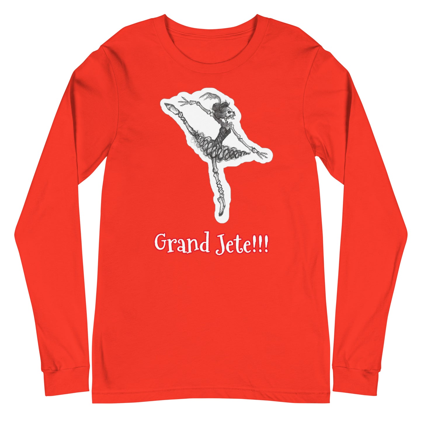 Halloween Skeleton "Grand Jete!!!" Ballet Unisex Crew Neck Long Sleeve T-Shirt for Men & Women
