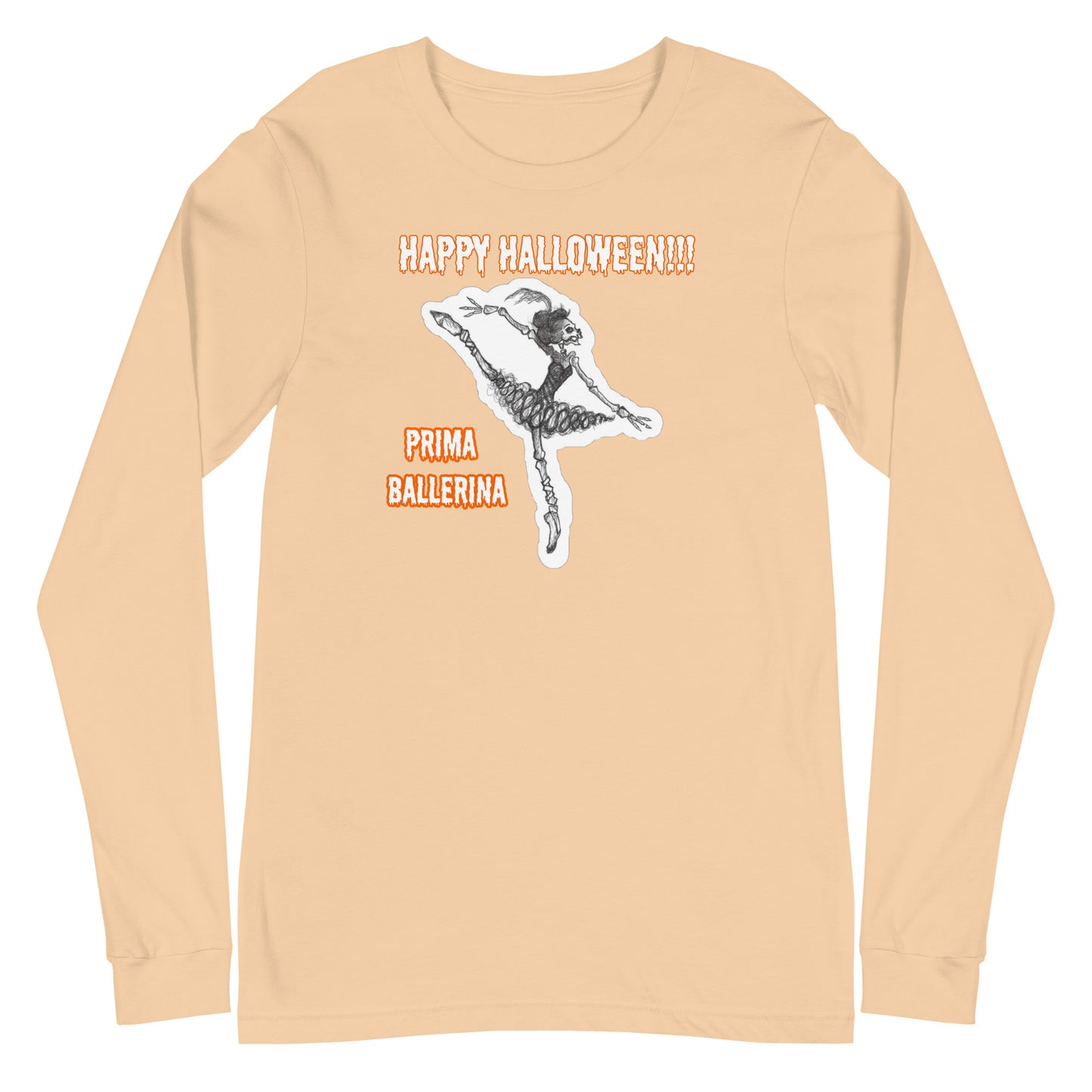 Skeleton "Prima Ballerina" Unisex Long Sleeve Crew Neck T-shirt for Men & Women