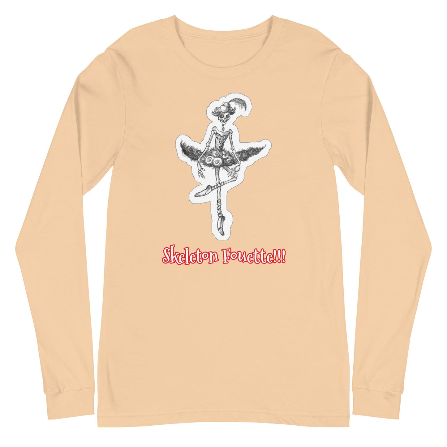 Halloween "Skeleton Fouette!!!" Ballet Unisex Long Sleeve Crew Neck T-Shirt for Men & Women