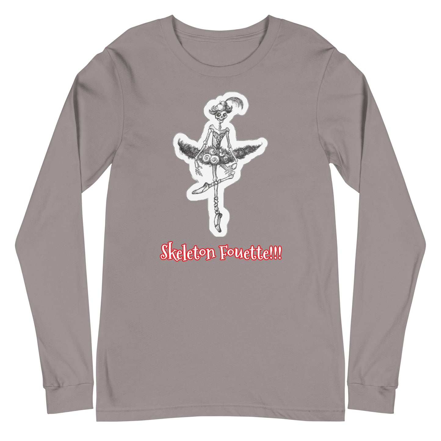 Halloween "Skeleton Fouette!!!" Ballet Unisex Long Sleeve Crew Neck T-Shirt for Men & Women