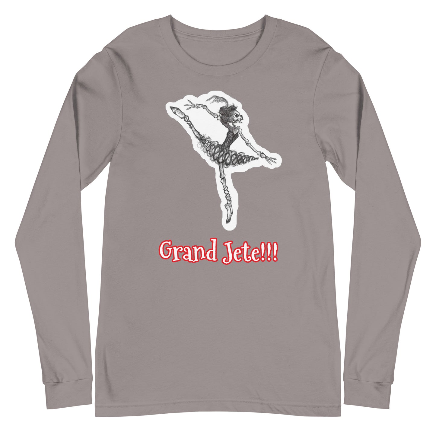 Halloween Skeleton "Grand Jete!!!" Ballet Unisex Crew Neck Long Sleeve T-Shirt for Men & Women