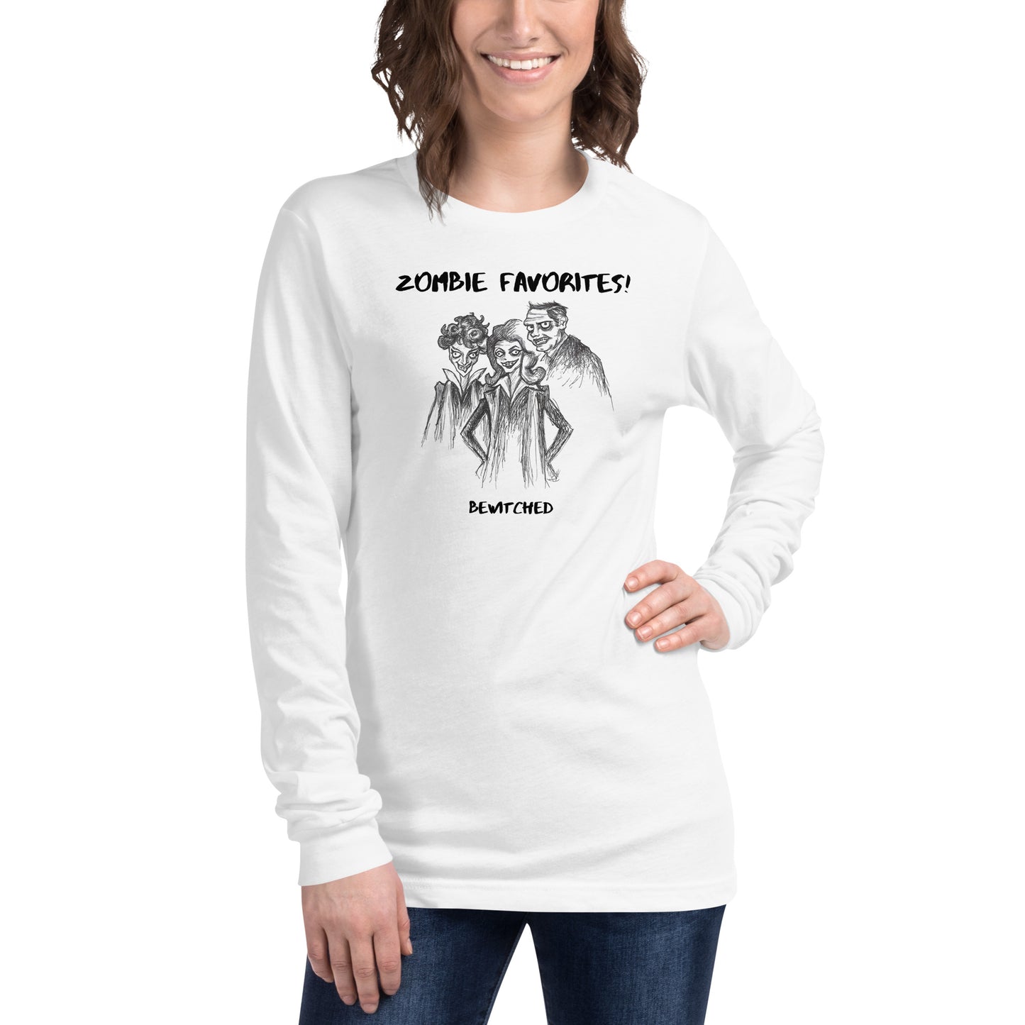 "Bewitched" - Halloween Zombie Favorites Unisex Long Sleeve Crew Neck T-Shirt for Men & Women