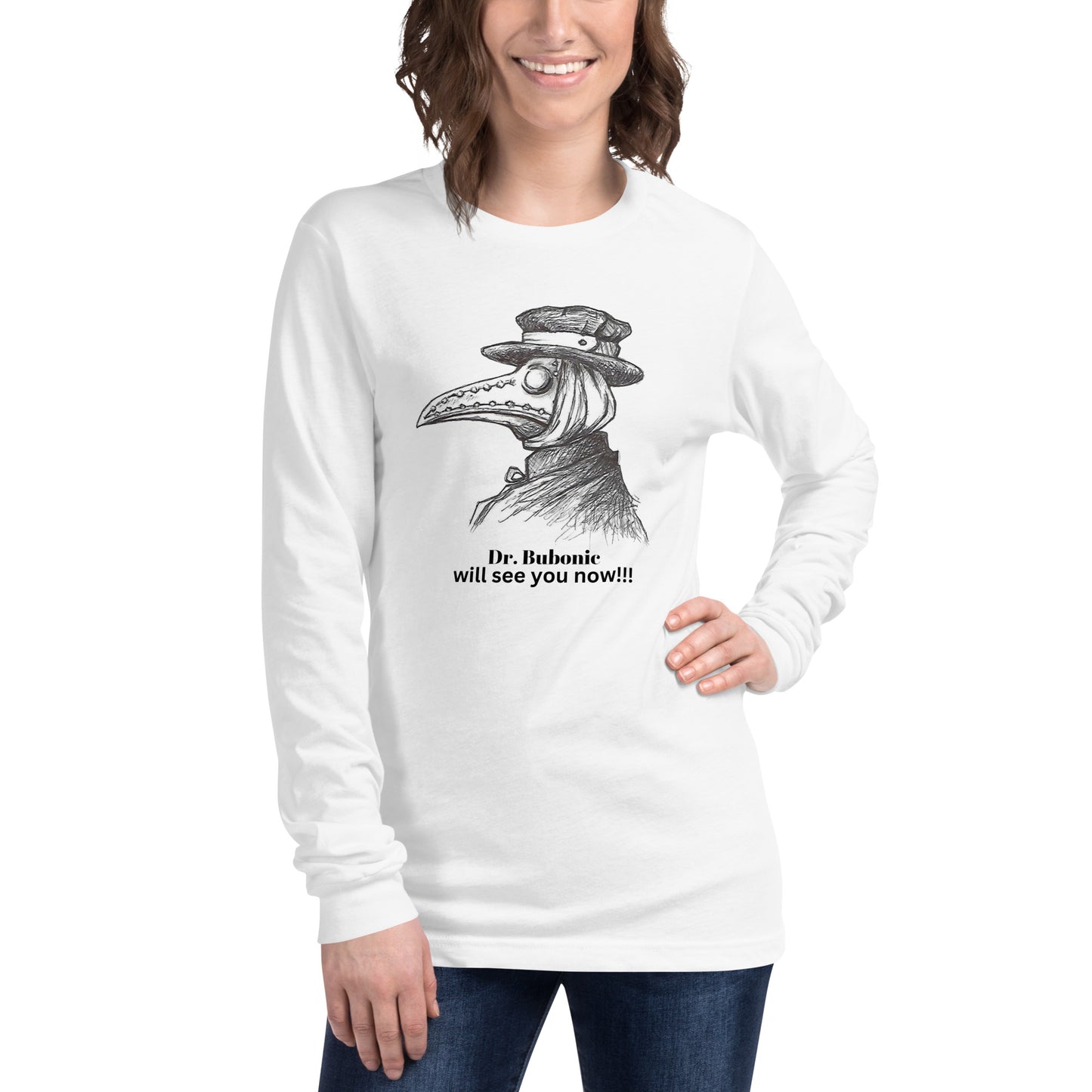 "Dr. Bubonic will see you now" Halloween Unisex Style Long Sleeve Regular Fit T-Shirt for Men & Women