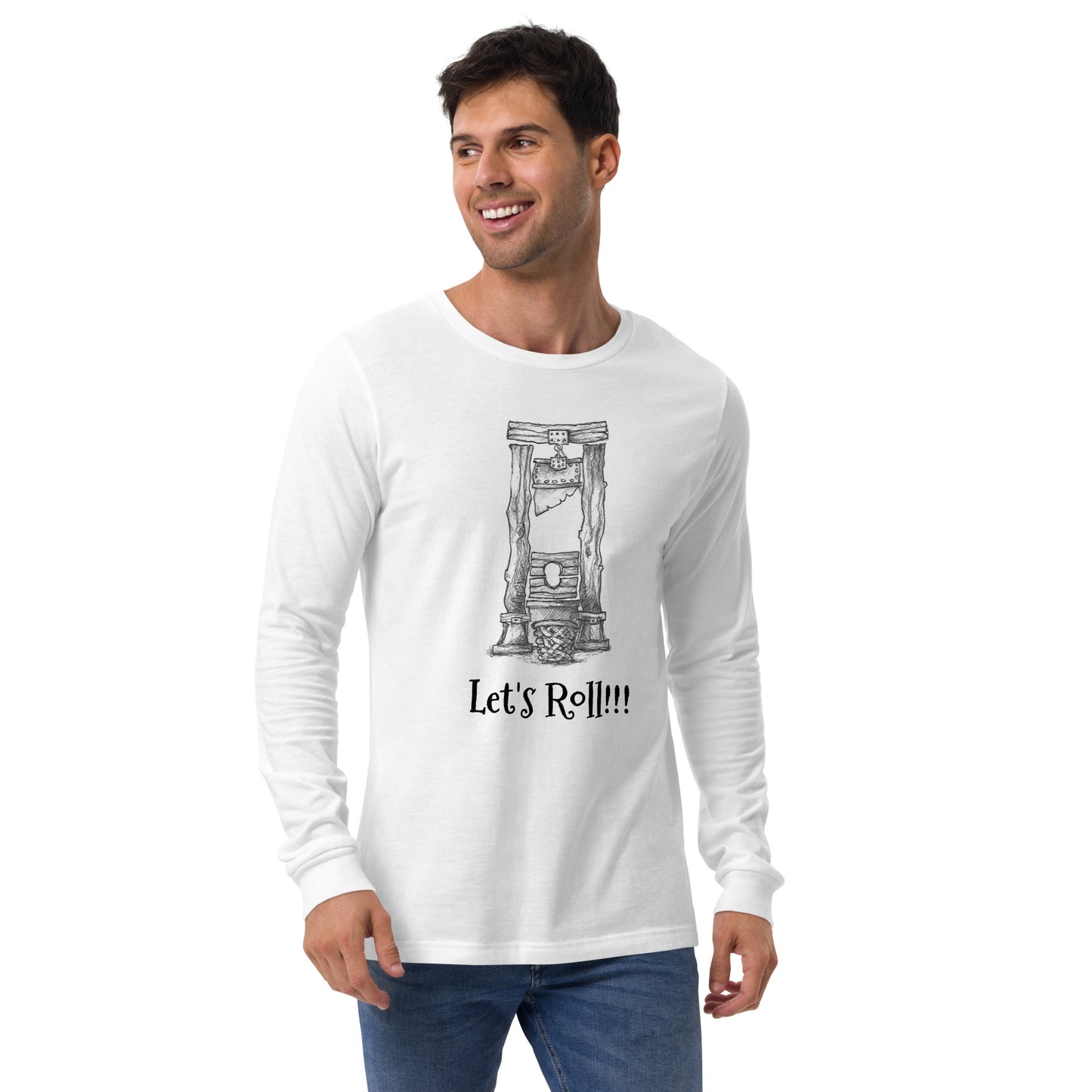 "Let's Roll" - Halloween Guillotine Unisex Style Long Sleeve Regular Fit T-Shirt for Men & Women