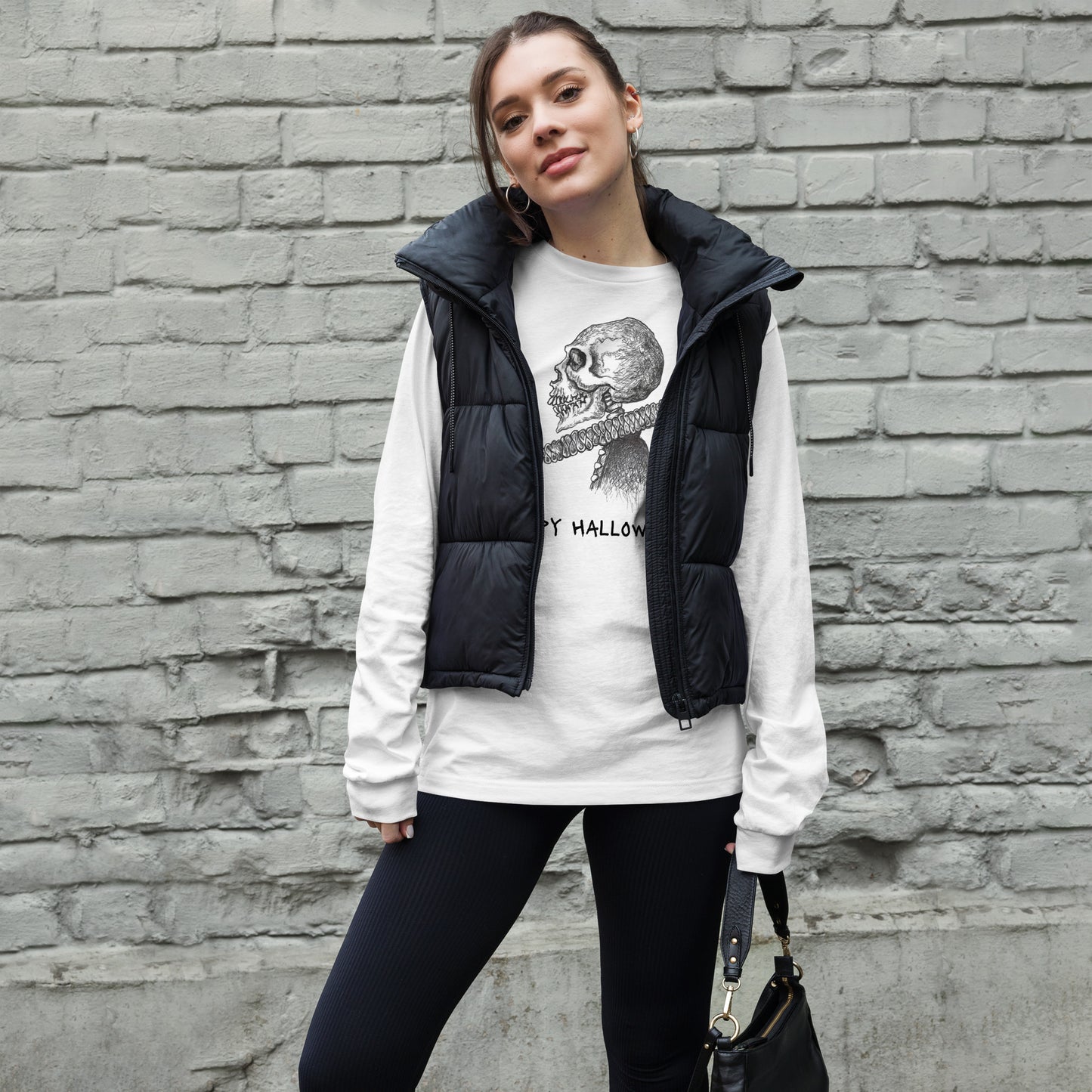 Skeleton William "Willie" Shakespeare - "Happy Halloween" Unisex Long Sleeve Regular Fit T-Shirt for Men, Women & Skeletons