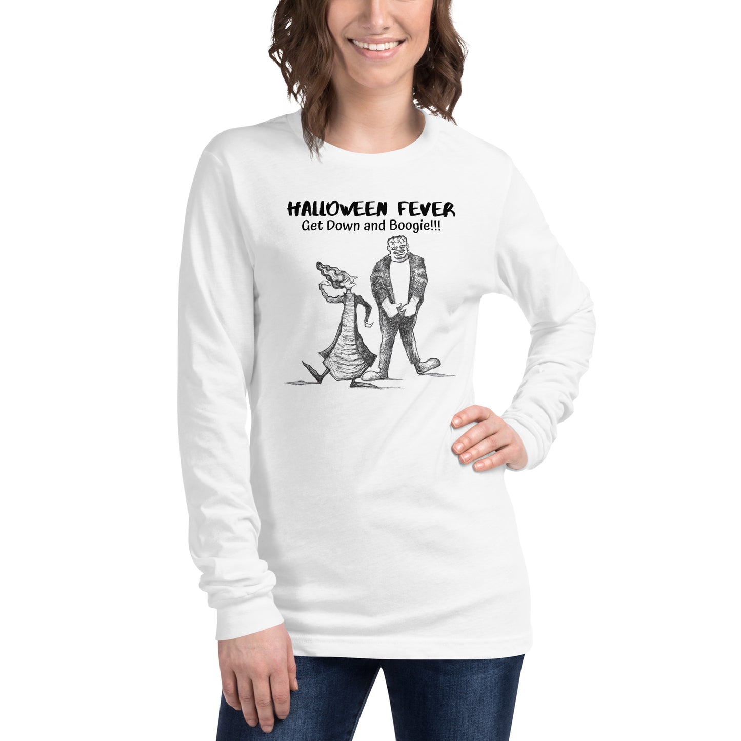 "Halloween Fever - Get Down and Boogie!!!" - Halloween Unisex Style Long Sleeve Regular Fit T-Shirt for Men, Women & Disco Lovers