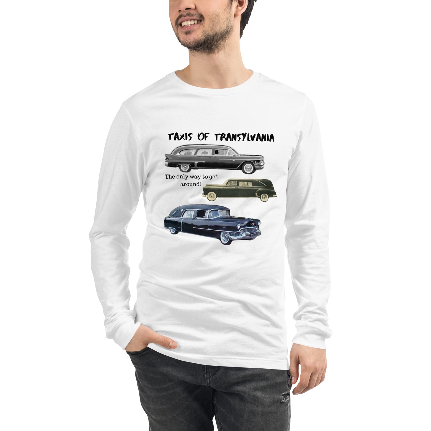 Taxis of Transylvania - "The only way to get around!!!" Halloween Unisex Style Long Sleeve Regular Fit T-Shirt for Men & Women