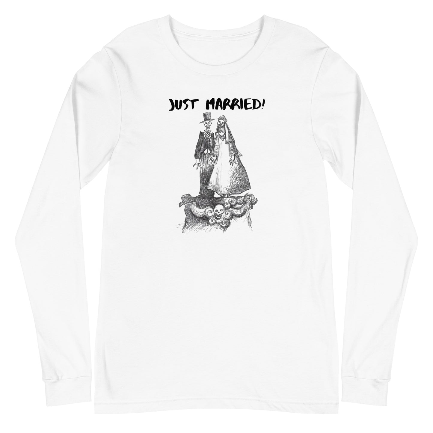 "Just Married!!!" Halloween Unisex Long Sleeve Regular Fit T-Shirt for Men & Women
