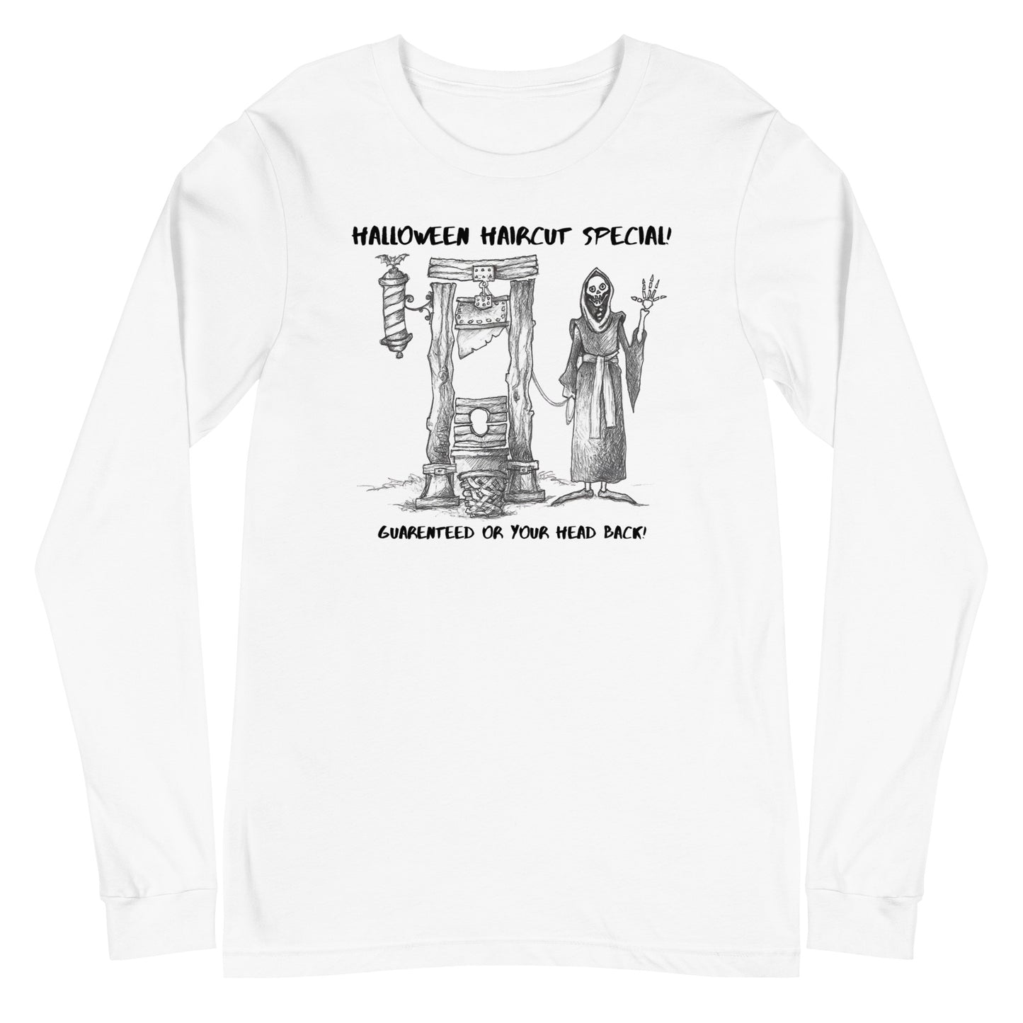 "Halloween Haircut Special" - Halloween Unisex Style Long Sleeve Regular Fit T-Shirt for all Men & Women who love a great cut!!!