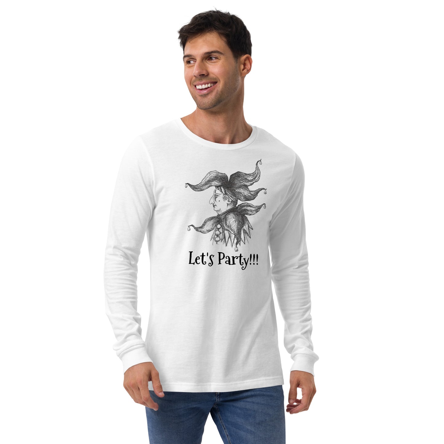 "Let's Party!!!" Halloween Unisex Style Long Sleeve Regular Fit T-Shirt for Men, Women and all Jesters who love to party!!!