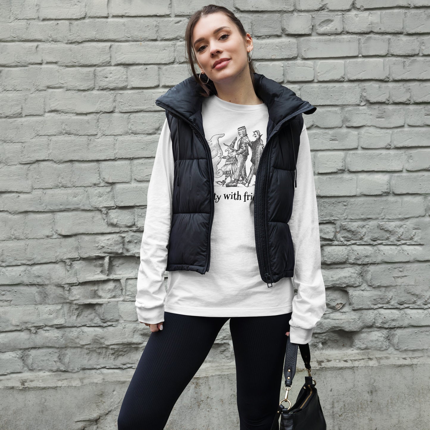 "Party with friends!!!" Halloween Unisex Style Long Sleeve Regular Fit T-Shirts for Men, Women & Partiers!!!