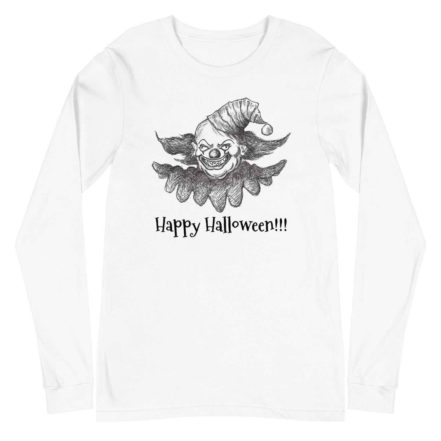 Halloween "Peekaboo" Clown Unisex Long Sleeve Regular Fit T-Shirt for Men, Women & Clowns