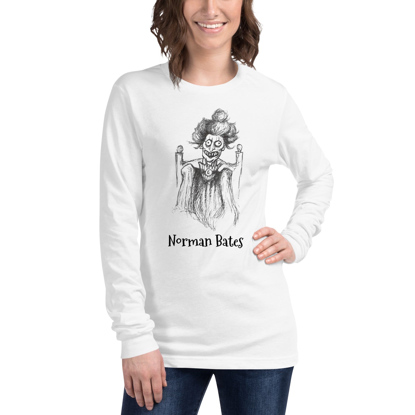"Norman Bates" Halloween Unisex Long Sleeve Regular Fit T-Shirt for Men, Women & Motel Owners