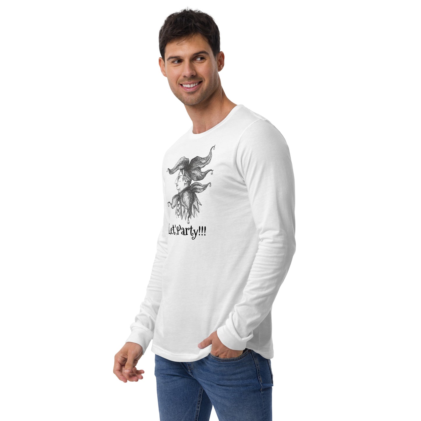 "Let's Party!!!" Halloween Unisex Style Long Sleeve Regular Fit T-Shirt for Men, Women and all Jesters who love to party!!!
