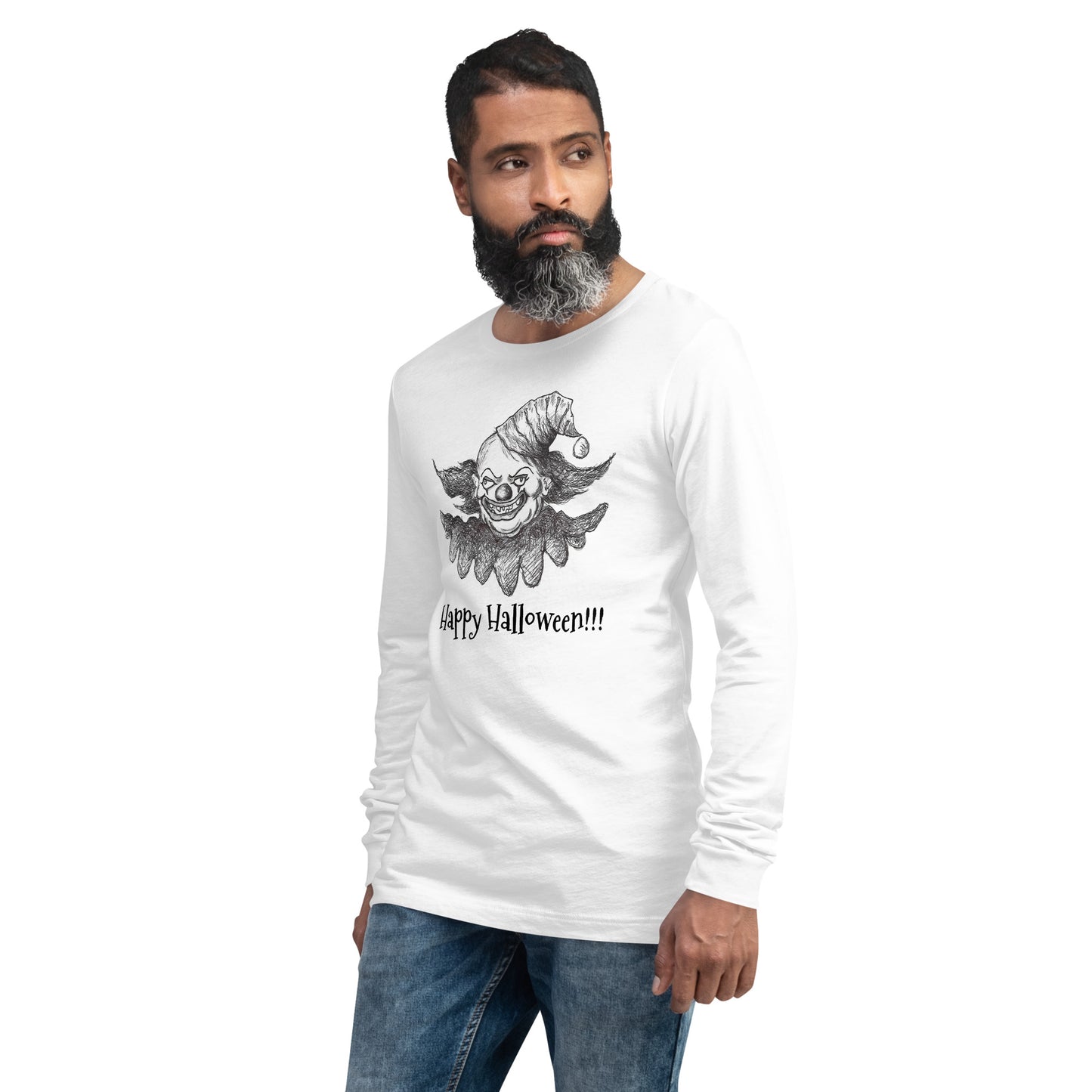 Halloween "Peekaboo" Clown Unisex Long Sleeve Regular Fit T-Shirt for Men, Women & Clowns