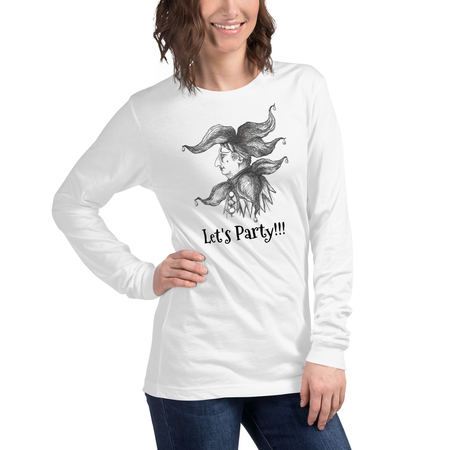 "Let's Party!!!" Halloween Unisex Style Long Sleeve Regular Fit T-Shirt for Men, Women and all Jesters who love to party!!!
