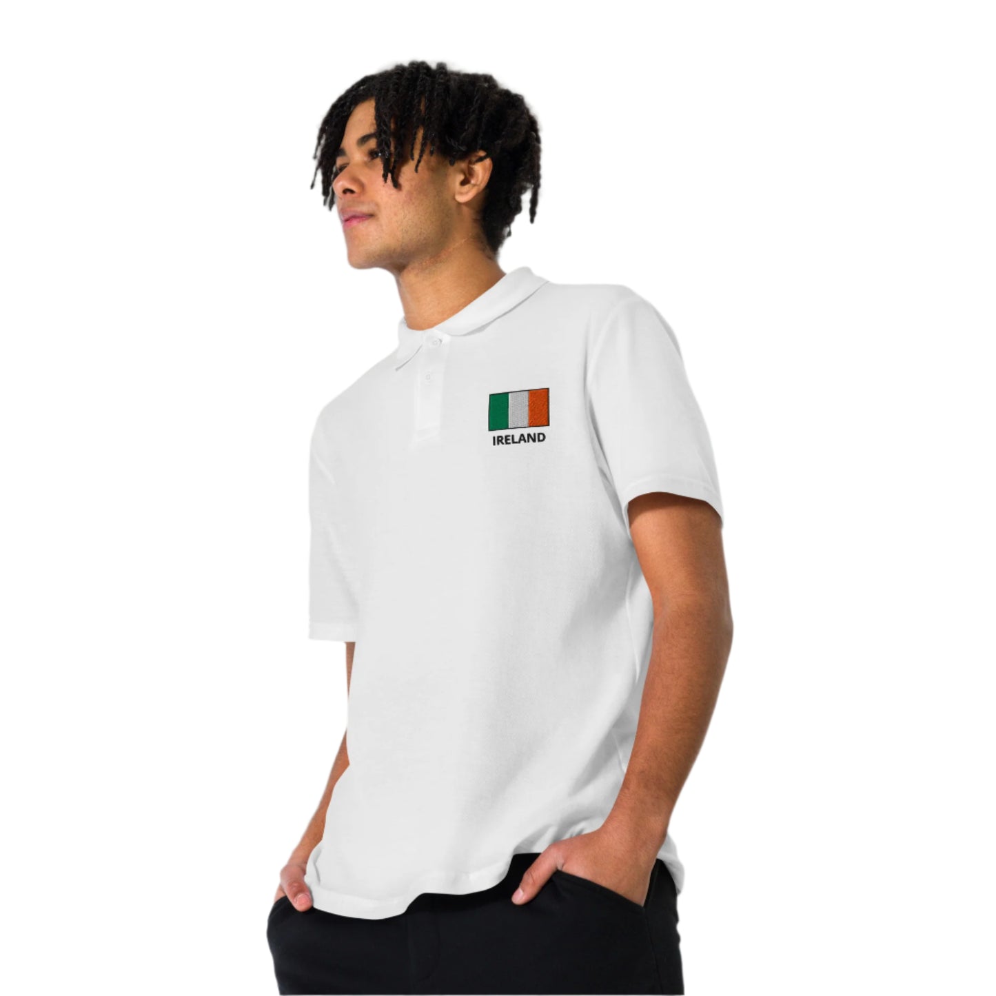 Flag of Ireland Embroidery Unisex Pique Polo Shirt for Men & Women