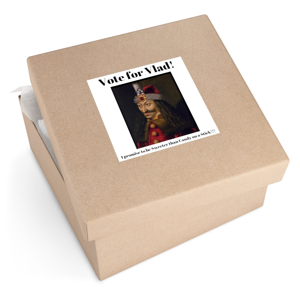 VOTE FOR VLAD THE IMPALER Halloween Indoor & Outdoor Square Kiss-Cut Vinyl Sticker
