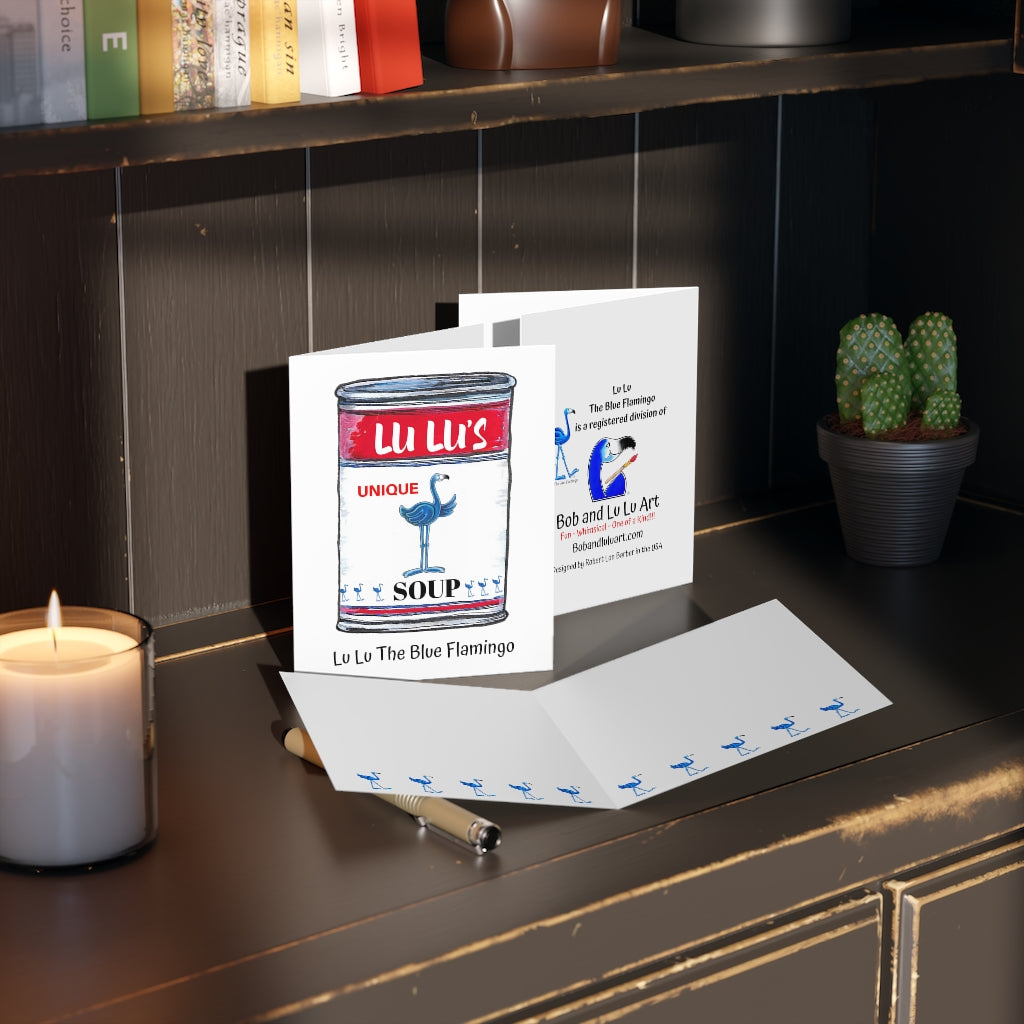 "LU LU'S UNIQUE SOUP CAN ART" Greeting Card Set by Lu Lu The Blue Flamingo