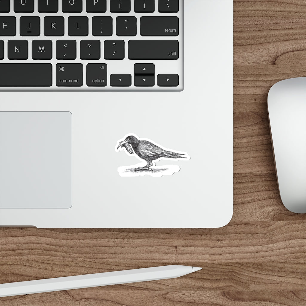 MARTY THE RAVEN "Has The Missing Finger of Edgar Allan Poe" Halloween Vinyl Indoor & Outdoor Die-Cut Sticker