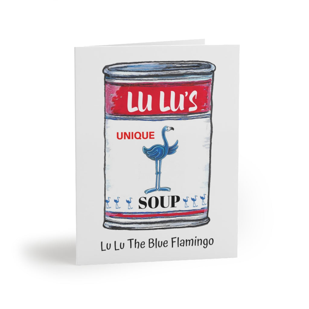 "LU LU'S UNIQUE SOUP CAN ART" Greeting Card Set by Lu Lu The Blue Flamingo