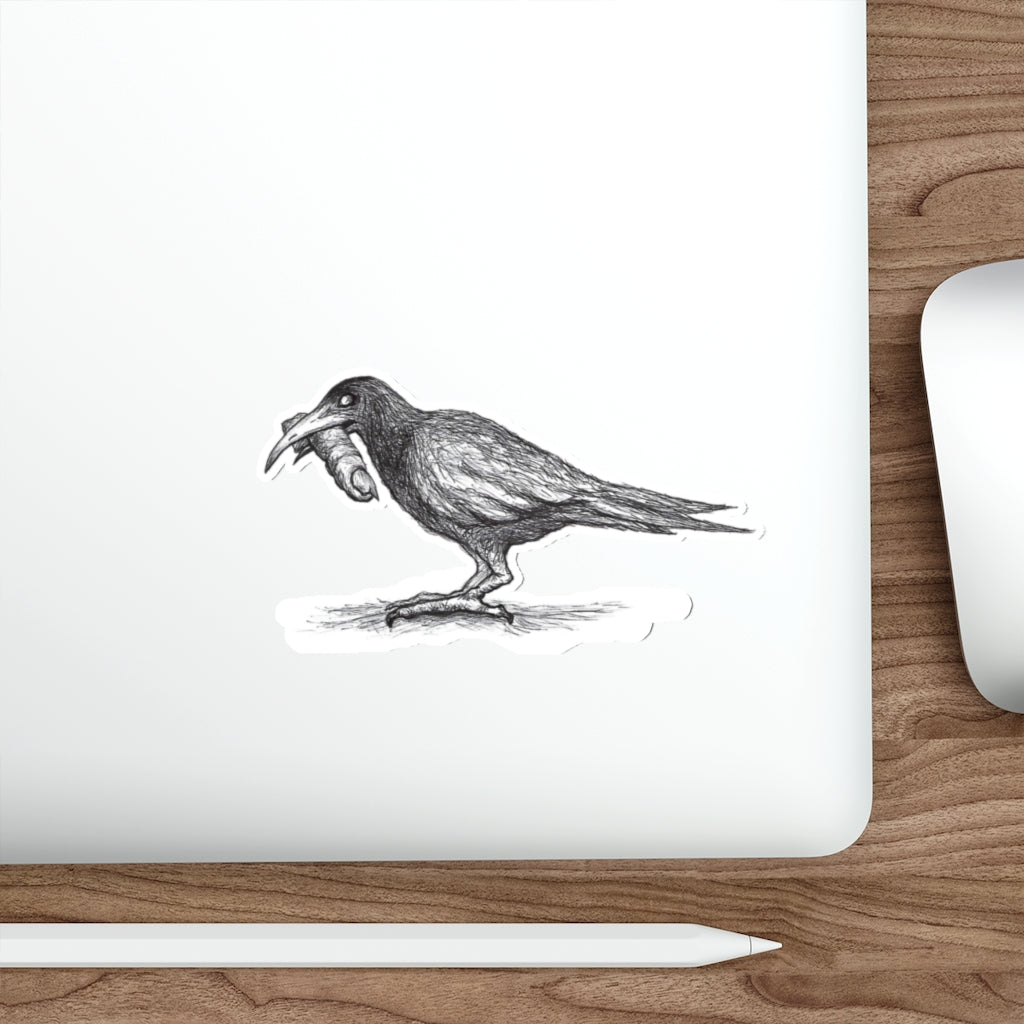 MARTY THE RAVEN "Has The Missing Finger of Edgar Allan Poe" Halloween Vinyl Indoor & Outdoor Die-Cut Sticker