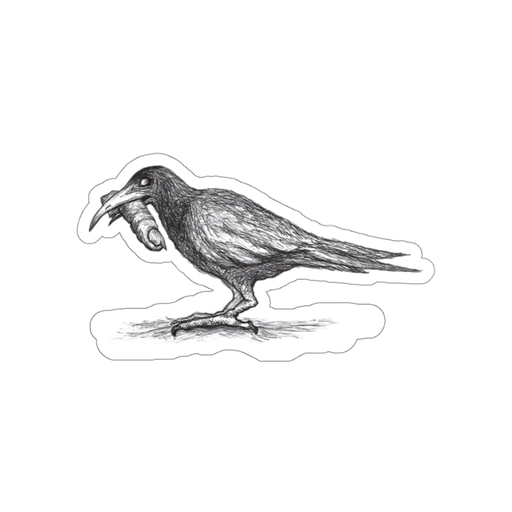 MARTY THE RAVEN "Has The Missing Finger of Edgar Allan Poe" Halloween Vinyl Indoor & Outdoor Die-Cut Sticker