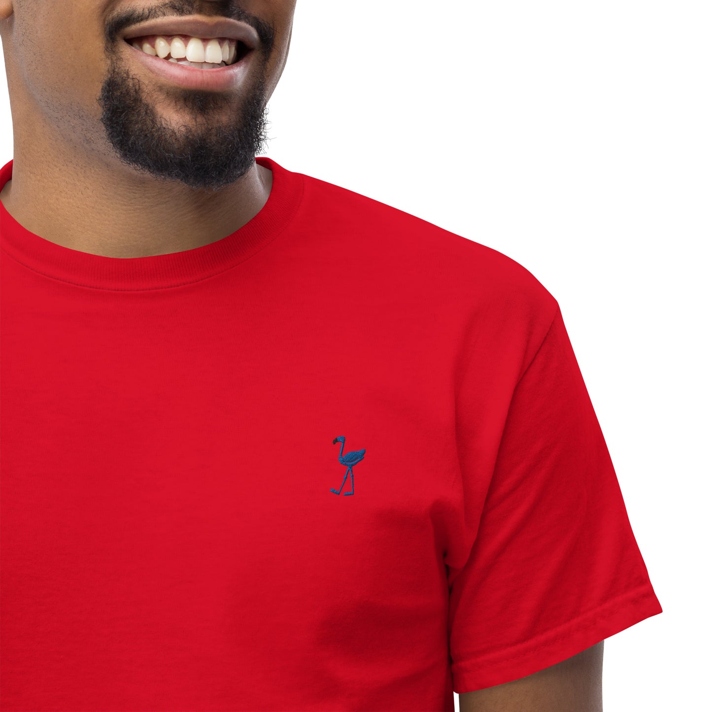 LU LU THE BLUE FLAMINGO Men's Embroidery Classic T-Shirt - The coolest flamingo shirt ever!!!