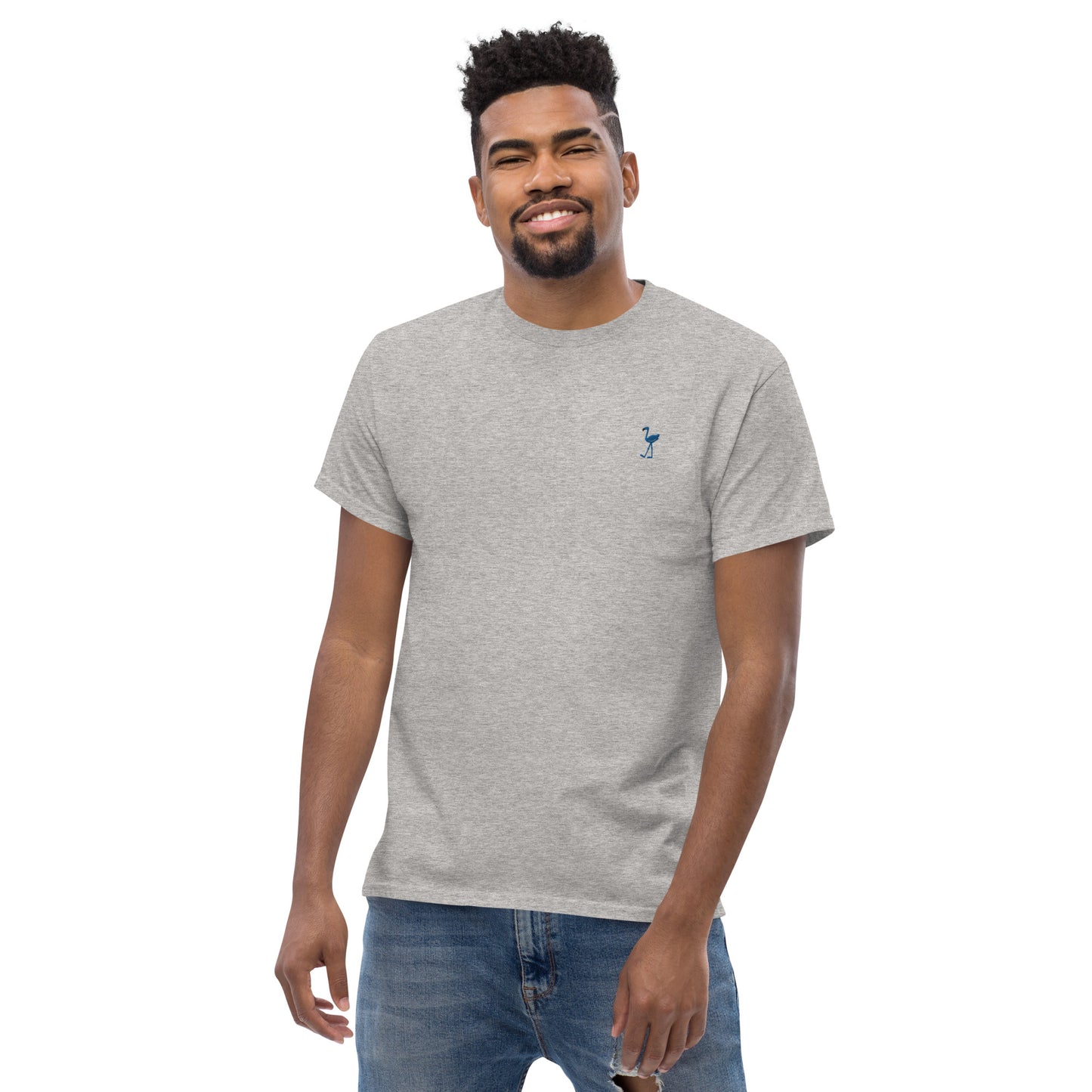 LU LU THE BLUE FLAMINGO Men's Embroidery Classic T-Shirt - The coolest flamingo shirt ever!!!