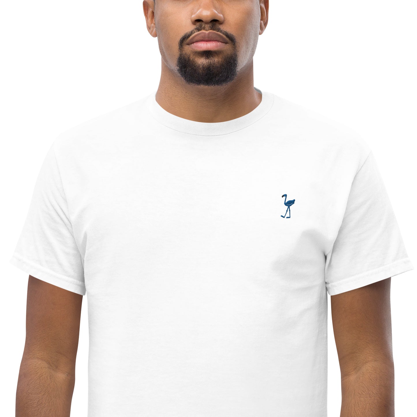 LU LU THE BLUE FLAMINGO Men's Embroidery Classic T-Shirt - The coolest flamingo shirt ever!!!
