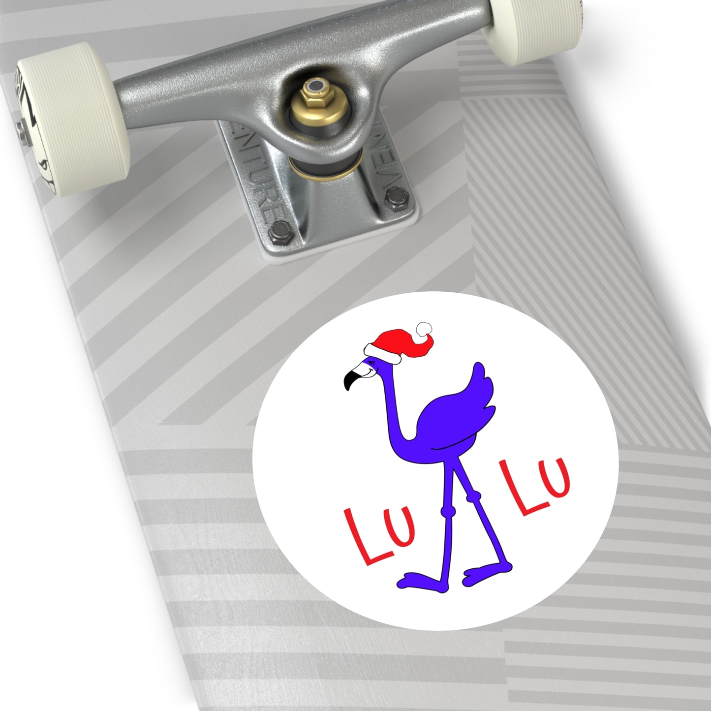 Lu Lu The Blue Flamingo Round Indoor & Outdoor Kiss Cut Christmas Sticker