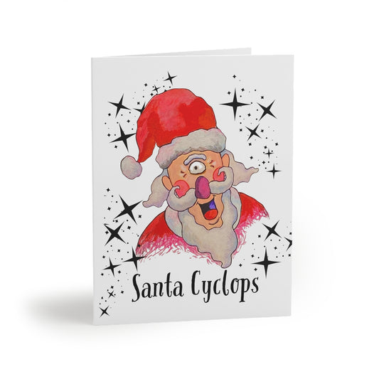 Santa Cyclops Greeting Christmas Cards (8, 16, and 24 pcs)
