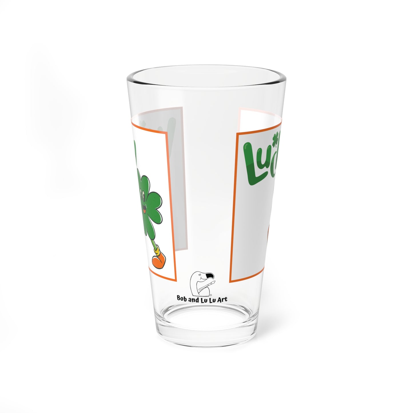 Lucky The Happy Irish Shamrock 16oz Glass Cup