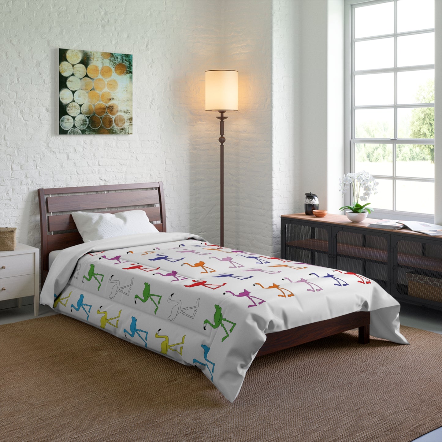Rainbow Flamingo Club Bed Comforter by Lu Lu