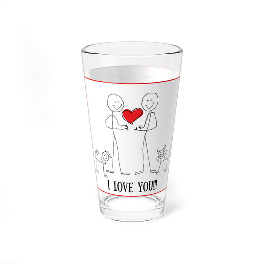 "I Love You" Valentine 16oz Glass Cup