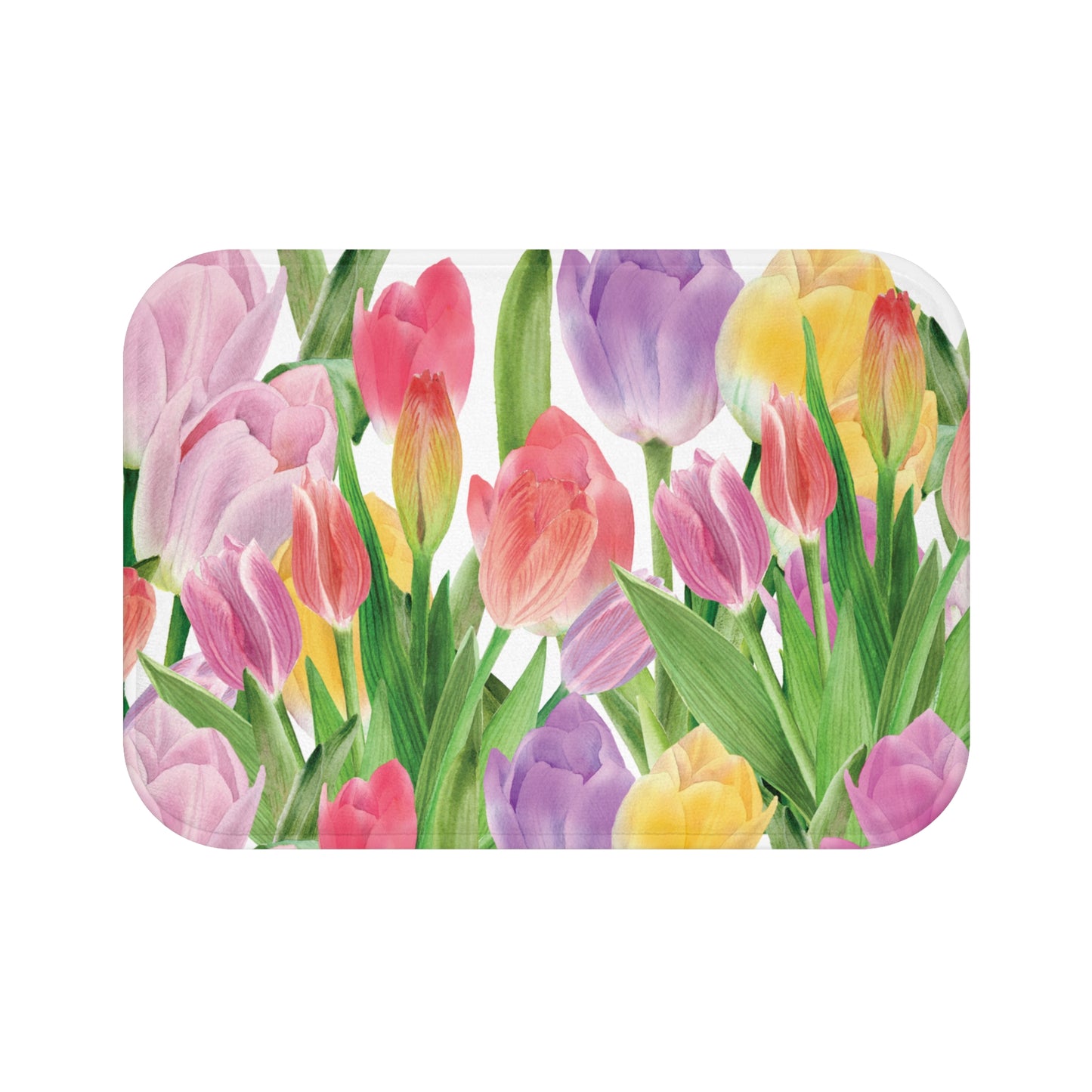 Tulip Sunrise Bath & Shower Mat with White Accents - The Tulip Sunrise Collection by Miss Daisy