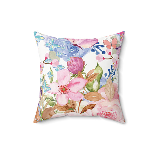 Pink Roses & Butterflies Square Accent Pillow from Miss Daisy's Spring Collection