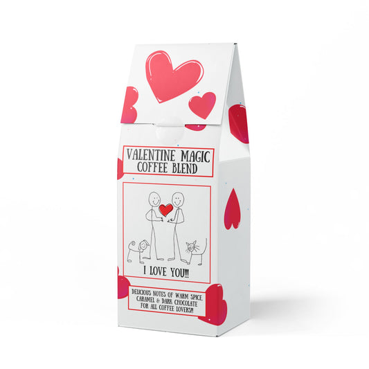 Happy Stick People "I Love You!!!" Valentine Magic Medium Dark Roast 12oz Coffee Blend with Notes of Warm Spice, Caramel & Dark Chocolate