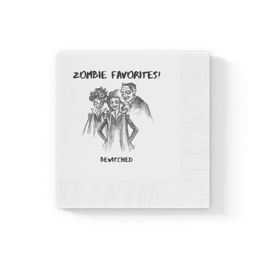 Zombie Favorites - Bewitched Halloween White Coined Napkins