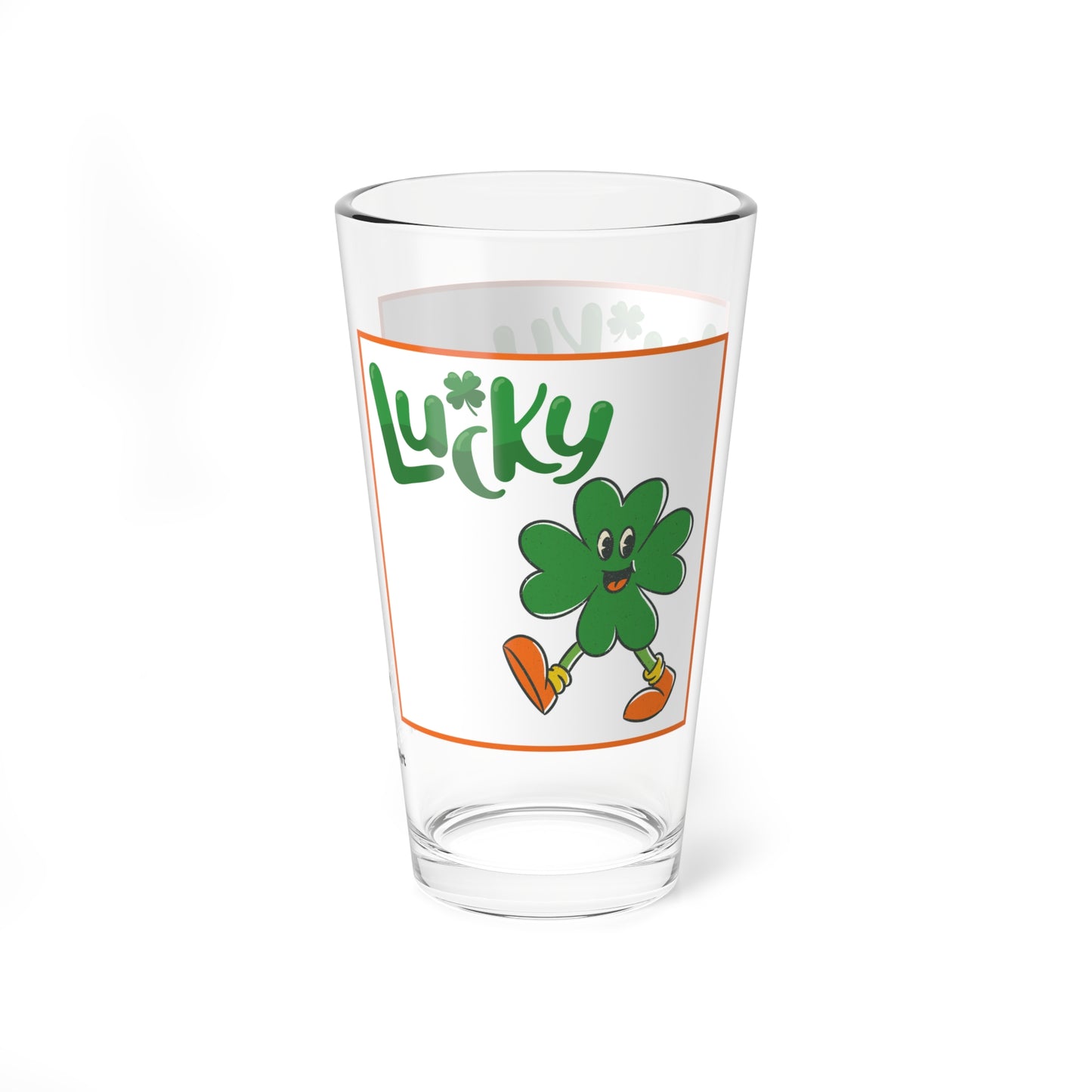 Lucky The Happy Irish Shamrock 16oz Glass Cup