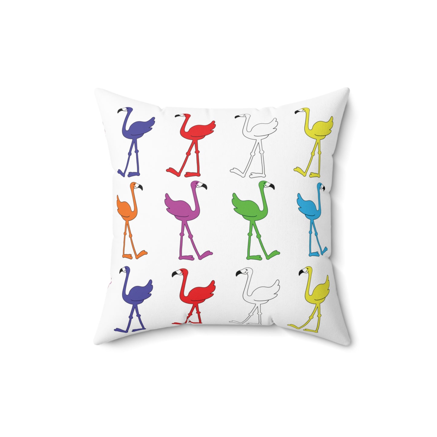 Rainbow Flamingo Club Accent Square Pillow by Lu Lu