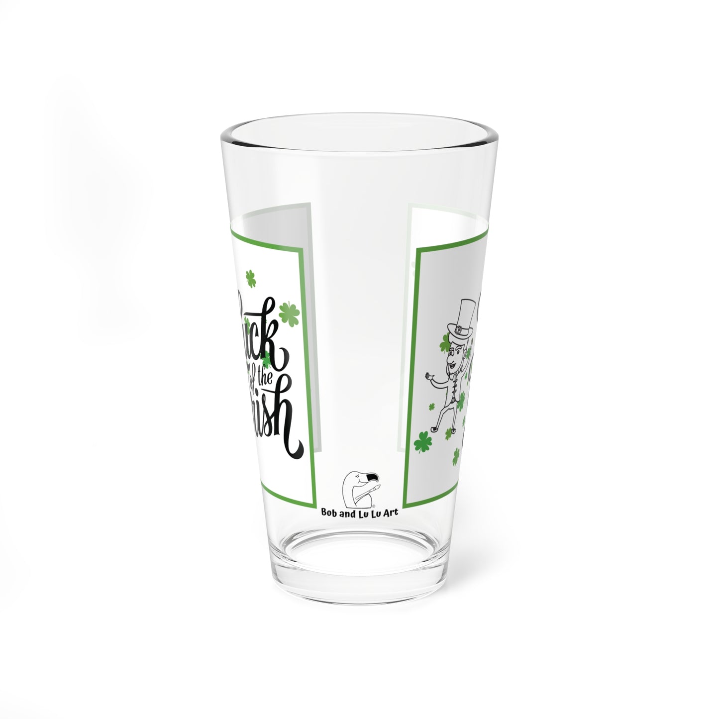 Luck of the Irish Leprechaun 16oz Glass Cup